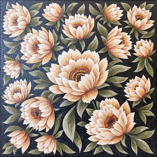 Heritage Byzantine Floral Cross  Floral Stone Mosaic Art