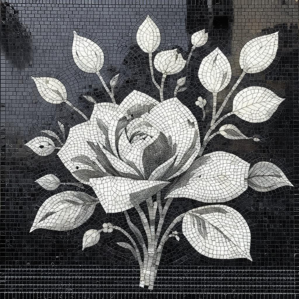 Classic Rose Bouquet  Floral Stone Mosaic Art