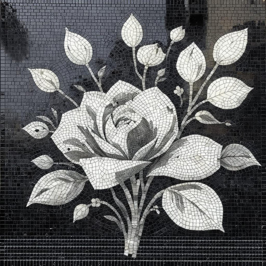 Classic Rose Bouquet  Floral Stone Mosaic Art