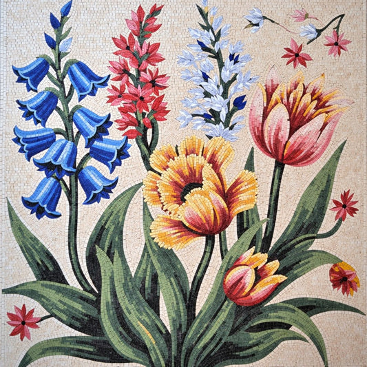 Fine Single Orchid Bloom  Floral Stone Mosaic Art