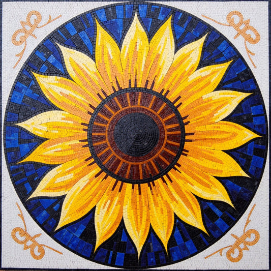 Decorative Sunflowers in a Vase  Floral Stone Mosaic Art