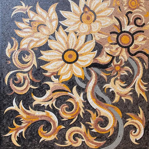 Tulip Field Landscape Handcrafted Floral Mosaic