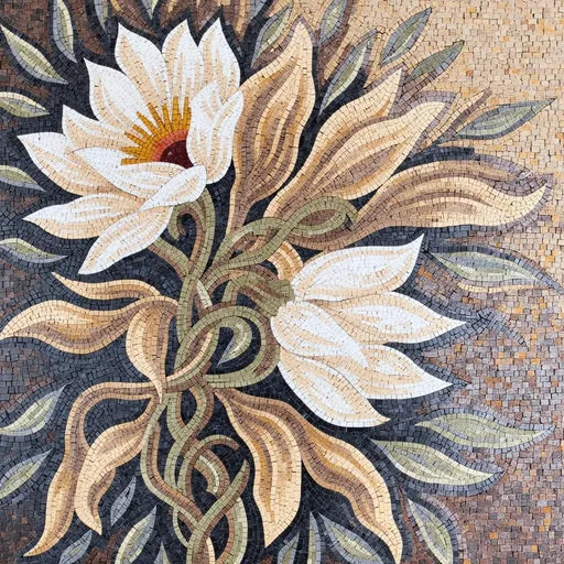 Geometric Flower Pattern Handcrafted Floral Mosaic | Flower Mosaics | iMosaicArt