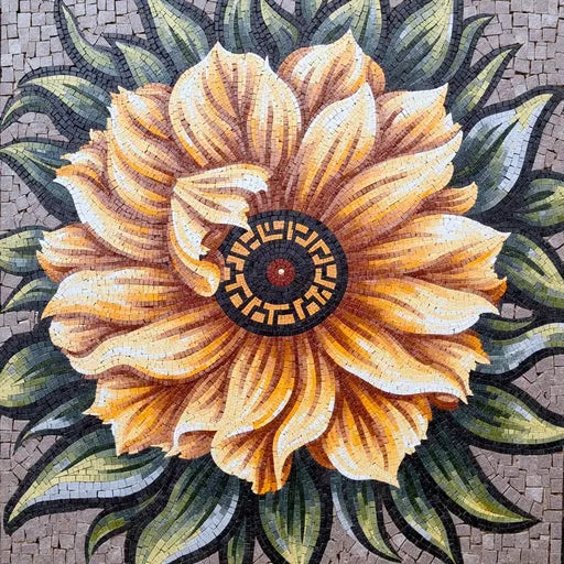 Sunflowers in a Vase Handcrafted Floral Mosaic