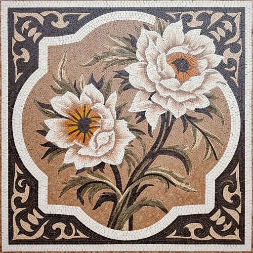 Byzantine Floral Cross Handcrafted Floral Mosaic | Flower Mosaics | iMosaicArt