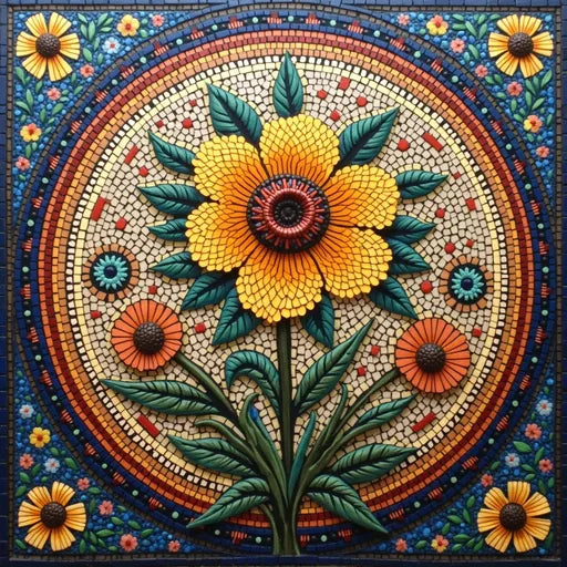 Mastercrafted Abstract Floral Swirl  Floral Stone Mosaic Art