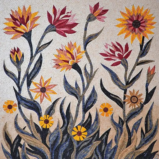 Decorative Lily Pond Medallion  Floral Stone Mosaic Art