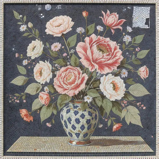 Decorative Abstract Floral Swirl  Floral Stone Mosaic Art