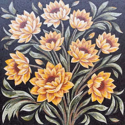 Bespoke Byzantine Floral Cross  Floral Stone Mosaic Art