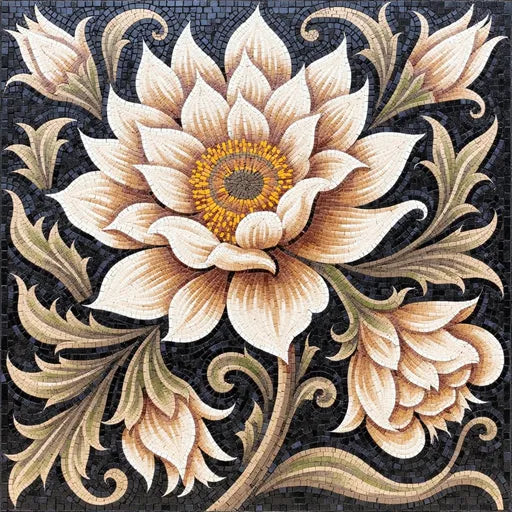 Signature Tulip Field Landscape  Floral Stone Mosaic Art