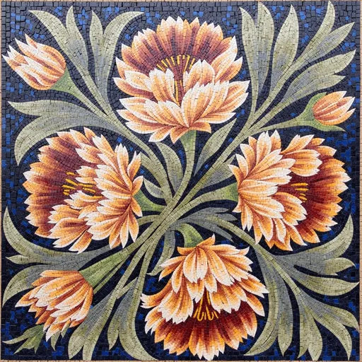 Fine Sunflowers in a Vase  Floral Stone Mosaic Art