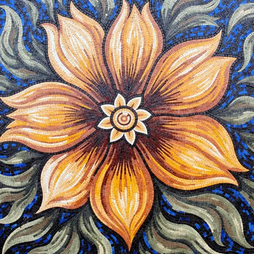 Luxury Byzantine Floral Cross  Floral Stone Mosaic Art