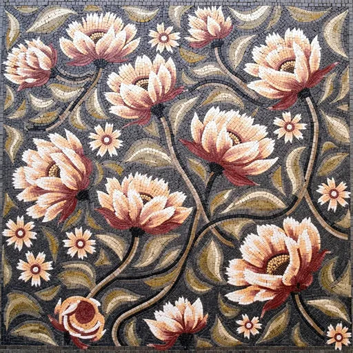 Mastercrafted Tulip Field Landscape  Floral Stone Mosaic Art