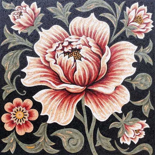 Luxury Tulip Field Landscape  Floral Stone Mosaic Art