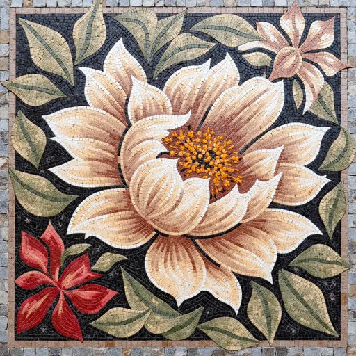 Hand-Set Sunflowers in a Vase  Floral Stone Mosaic Art