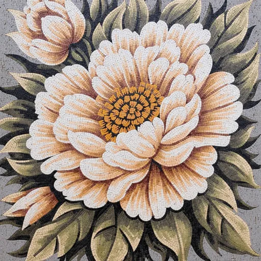 Decorative Geometric Flower Pattern  Floral Stone Mosaic Art
