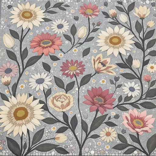 Exclusive Byzantine Floral Cross  Floral Stone Mosaic Art