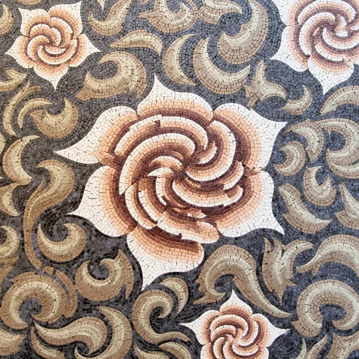 Abstract Floral Swirl Mosaic Art