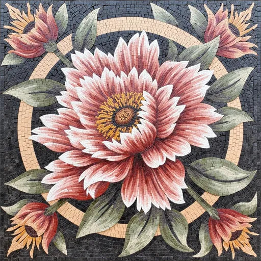 Heritage Byzantine Floral Cross  Floral Stone Mosaic Art