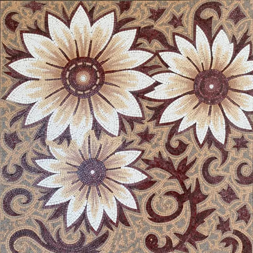 Lily Pond Medallion Mosaic Art | Flower Mosaics | iMosaicArt