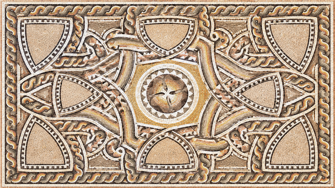 Roman Geometric Rug Mosaic Art