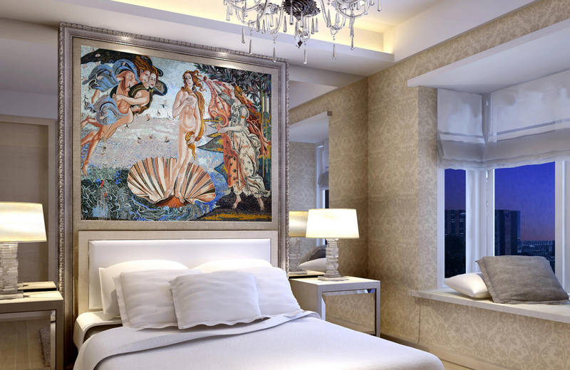 Mosaic décor for bedroom walls