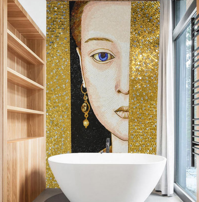 Custom mosaic wall art for bathroom