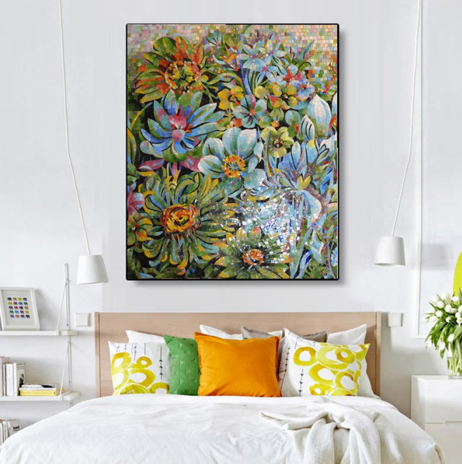 Custom bedroom mosaic art
