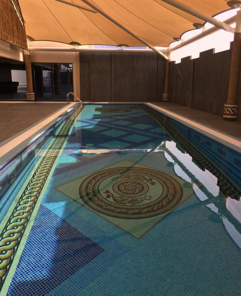 Handcrafted pool mosaic