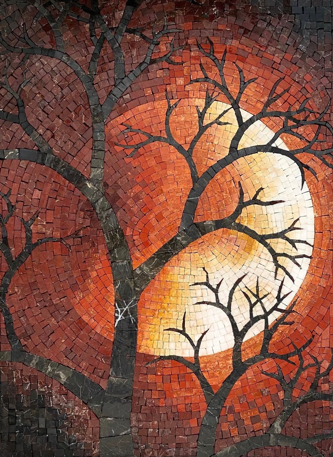 Forest Tree Mosaic Rug: A Tranquil Woodland Escape