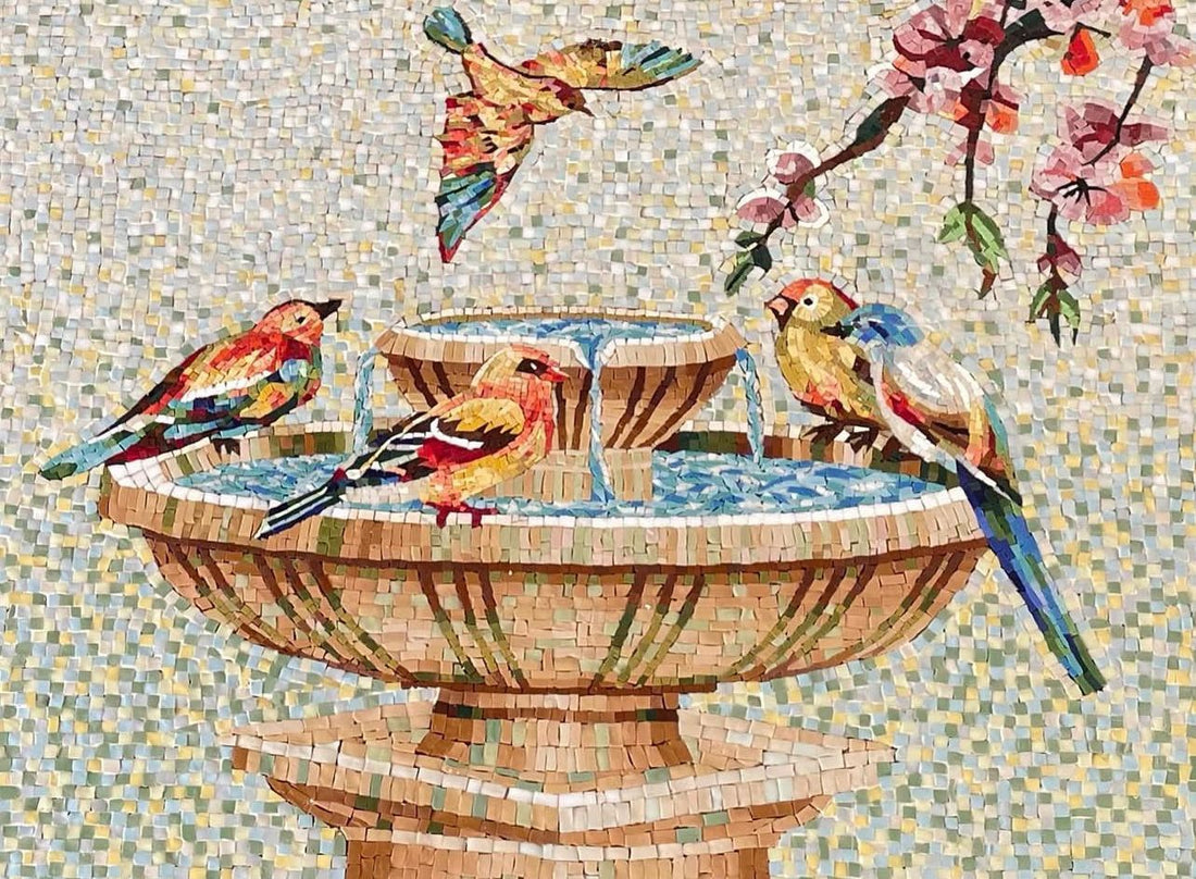 Birds at the Fountain Mosaic Art