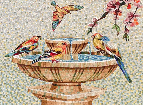 Birds at the Fountain Mosaic Art