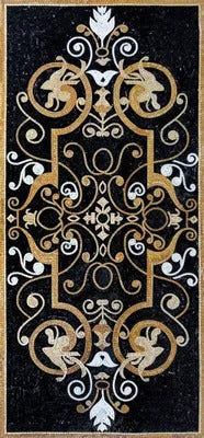 Vertical Ornate Panel with Mythical Creatures Mosaic | Geometric Mosaics | iMosaicArt