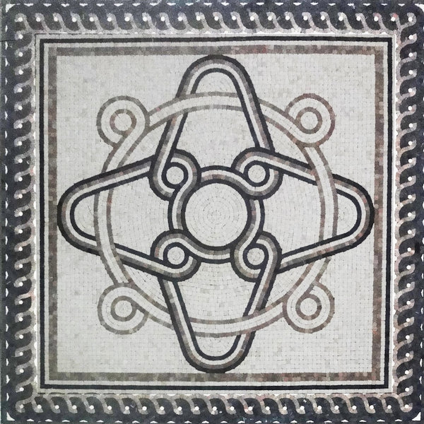 Roman Geometric Knot Panel Mosaic Art