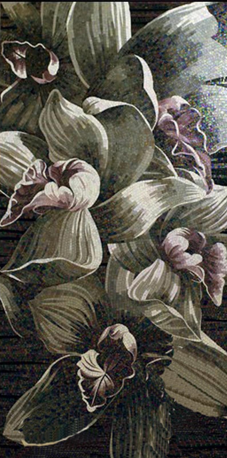 Sage Orchids Glass Mosaic Art