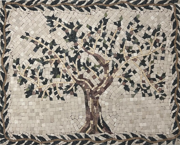 Olive Tree of Life Stone Panel Mosaic Art