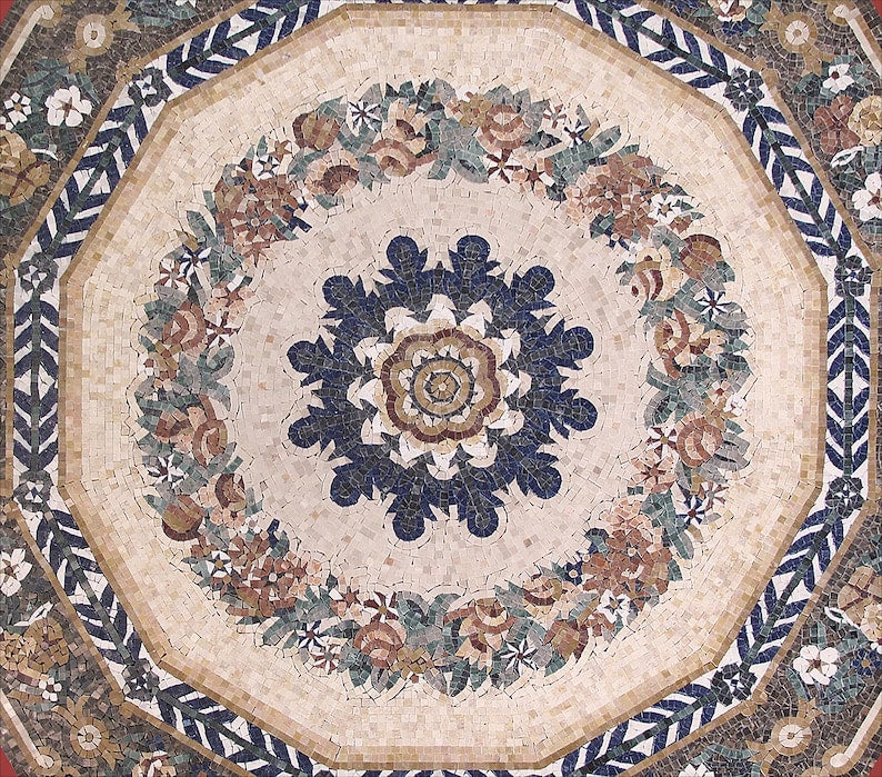 Floral Octagon Medallion Mosaic Art