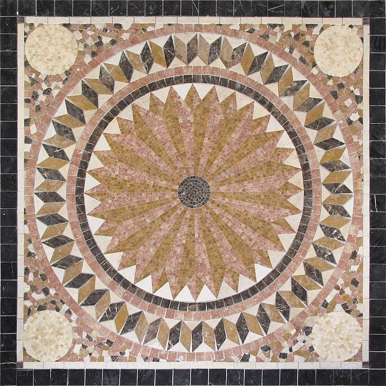 Sunburst Star Medallion Mosaic Art