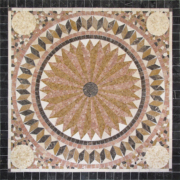 Sunburst Star Medallion Mosaic Art