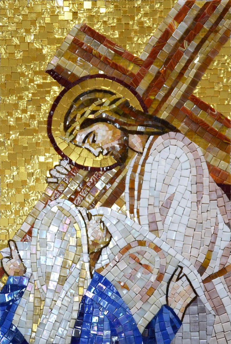 Christ Meets His Mother Glass Mosaic Art