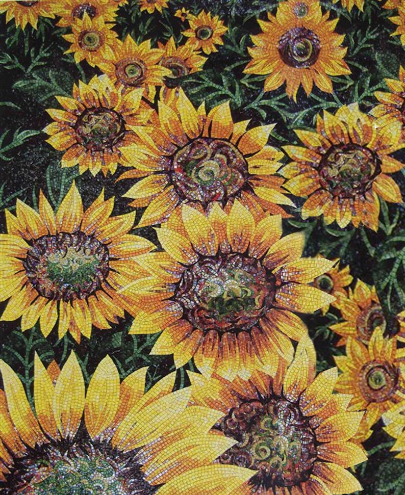 Sunflower Field Glass Mosaic Art