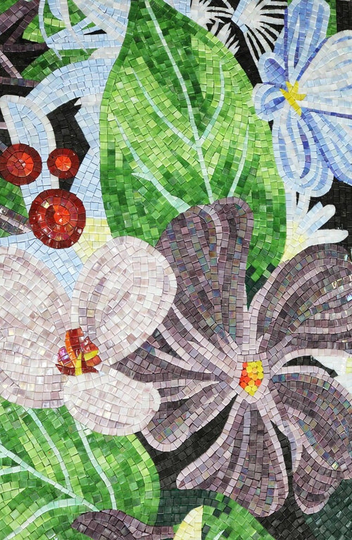 Tropical Orchid Garden Glass Mosaic Art
