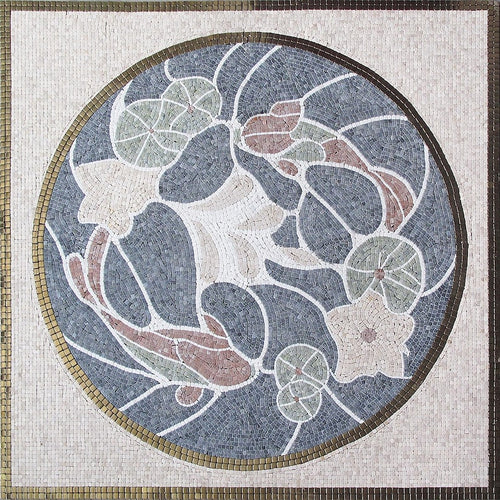 Art Nouveau Floral Medallion Marble Mosaic Art