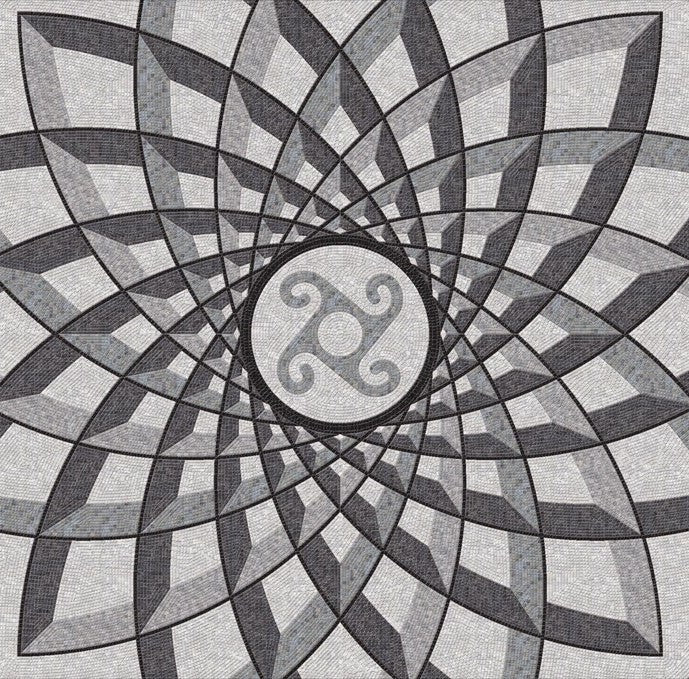 Spiral Kaleidoscope Medallion Marble Mosaic Art