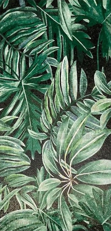 Tropical Palm Leaves Glass Mosaic Art