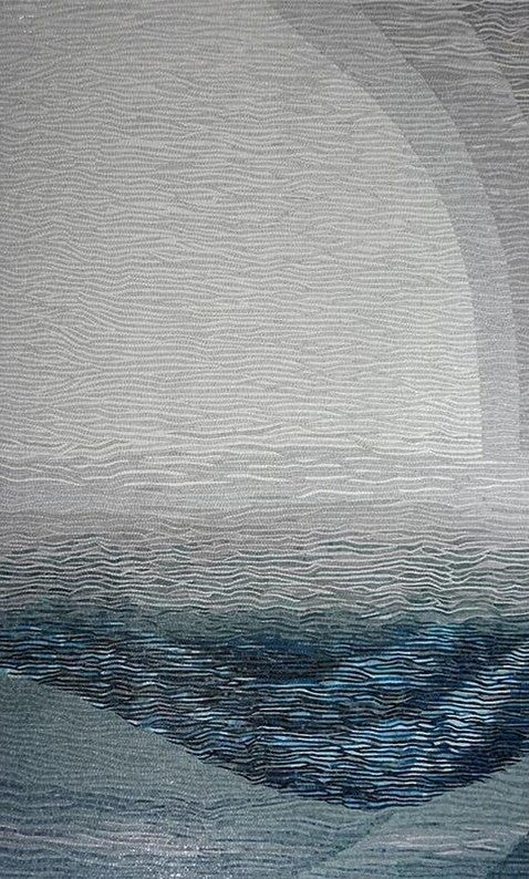Misty Sea Horizon Abstract Glass Mosaic Art