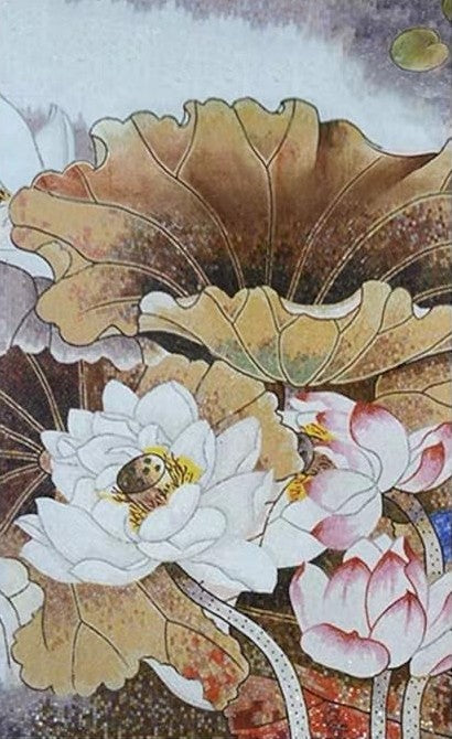 Lotus and Lily Pads Glass Mosaic Art