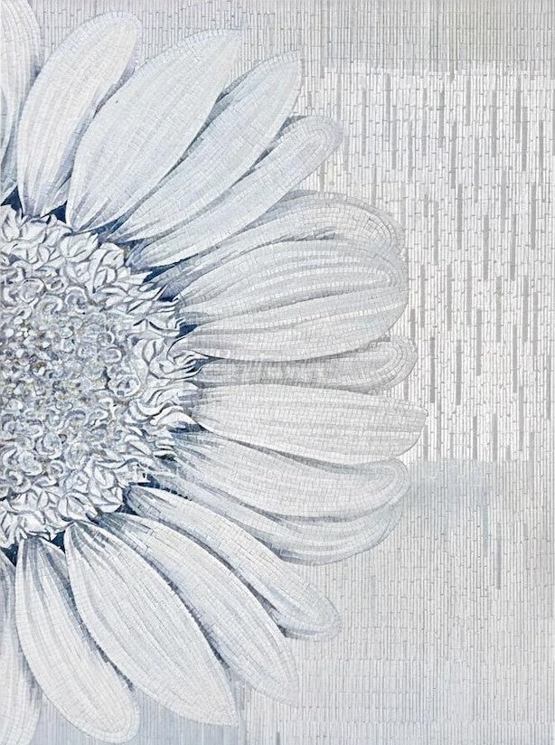 White Daisy Glass Mosaic Art