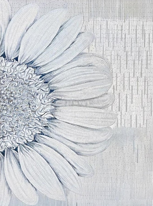White Daisy Glass Mosaic Art