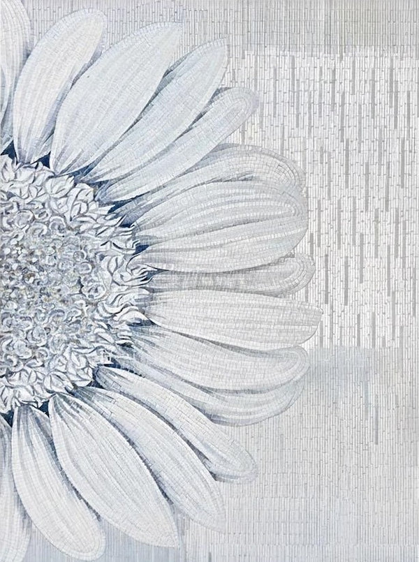 White Daisy Glass Mosaic Art